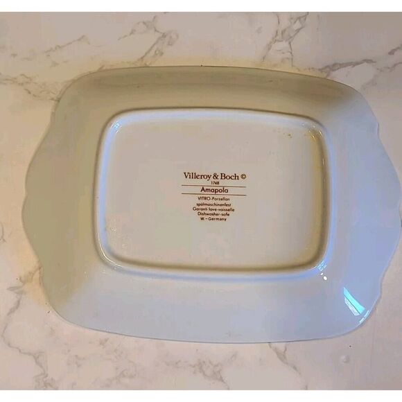 Villeroy & Boch AMAPOLA Poppies Butter Dish/Plate 8.3/8" x 6 1/4" Rectangle GUC - Picture 5 of 6